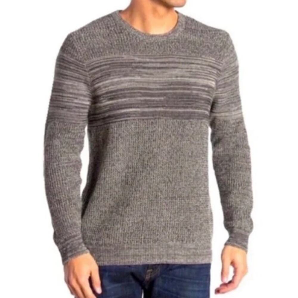 Public Opinion Marled Gray Cotton Crewneck Sweater Men's Medium Textured Knit